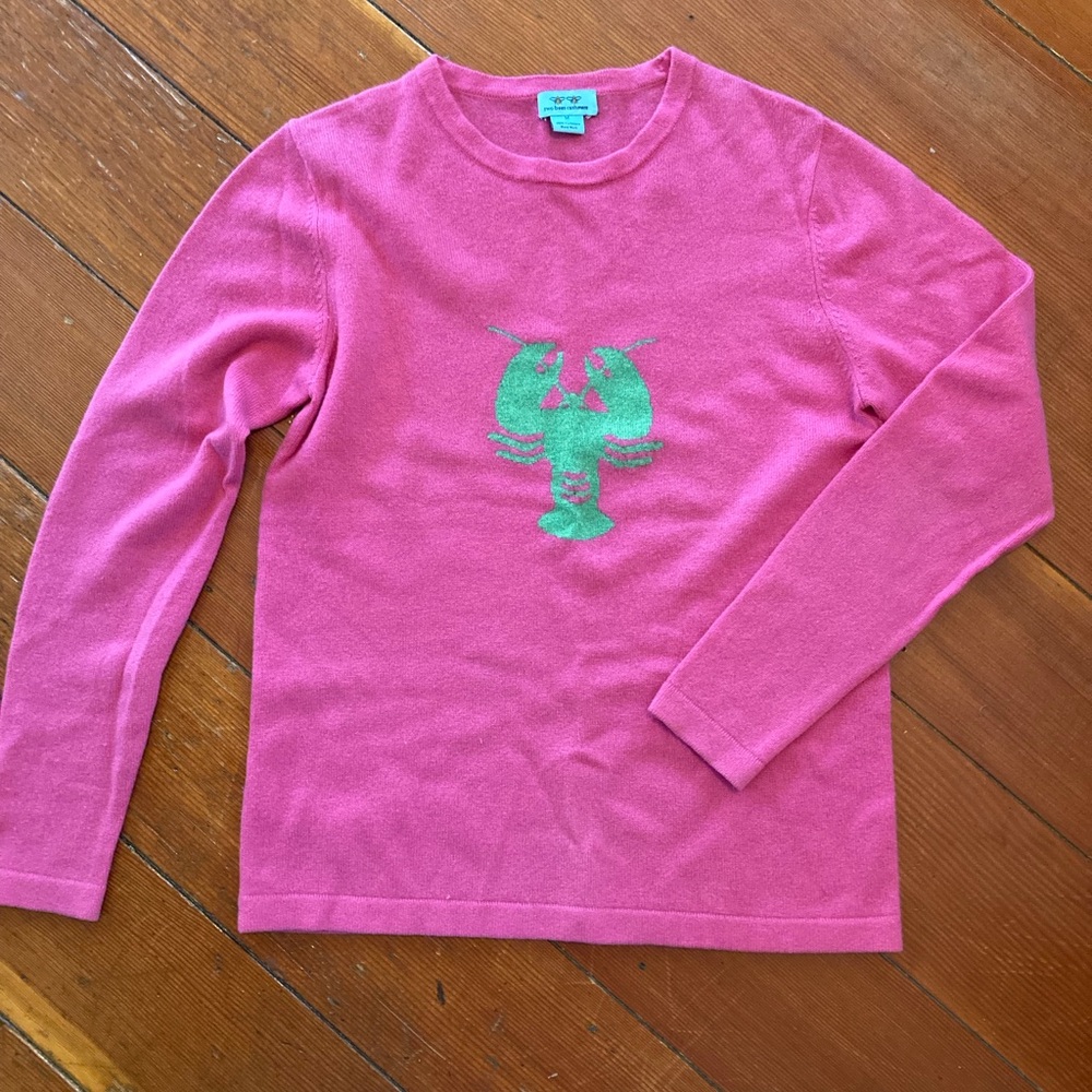 Pink Two Bees 100% Cashmere Sweater w/ lobster M
